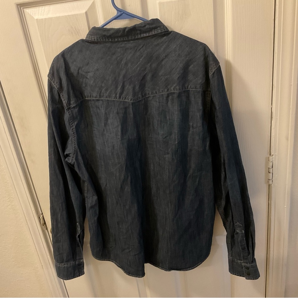 Marc Moto Classic Blue Denim Button-Down Shirt - Picture 3 of 9